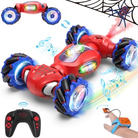Fosgoit Spider Remote Control Car Spider Toy for Kids 6-8 8-12 6-12, Gesture Sensing RC Stunt Car with Light & Music & Spray, Gesture RC Car Gifts Toys for Boys Girls