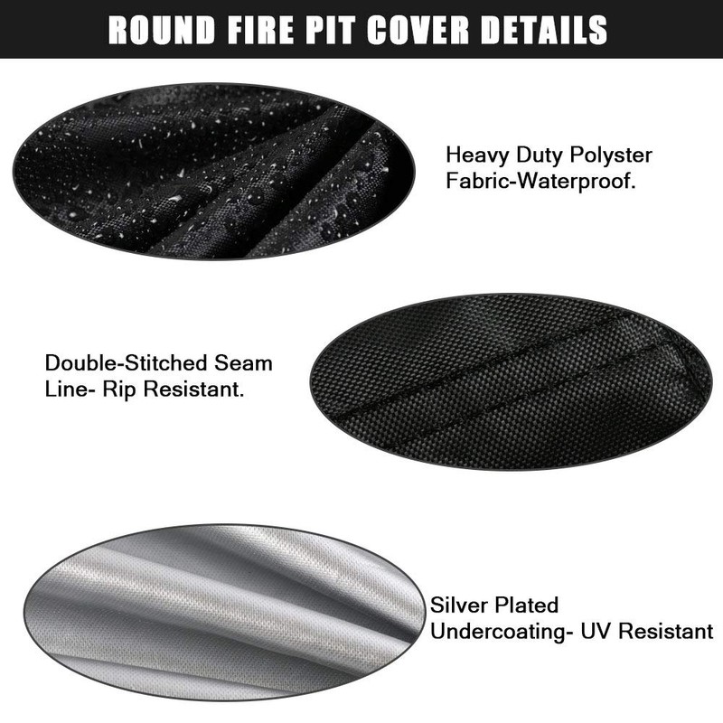 Iptienda Fire Pit Cover, Firepit Covers Waterproof Round Fireplace Cover