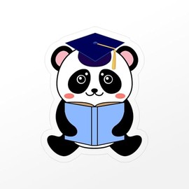 CafePress Panda Graduation Cute Small Die Cut Sticker, 3"x4" Clear