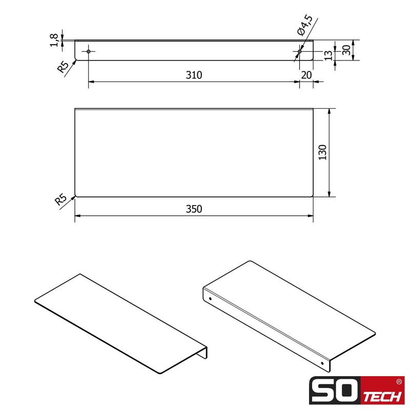 SOTECH Hover-III Design Wall Shelf 350 x 130 x 30