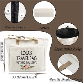 WCGXKO Lola Gift Best Lola Gift Lola Birthday Gift Lola’s Travel Bag Visit Hug Spoil Repeat Tote Bag (LOLA TB CA)