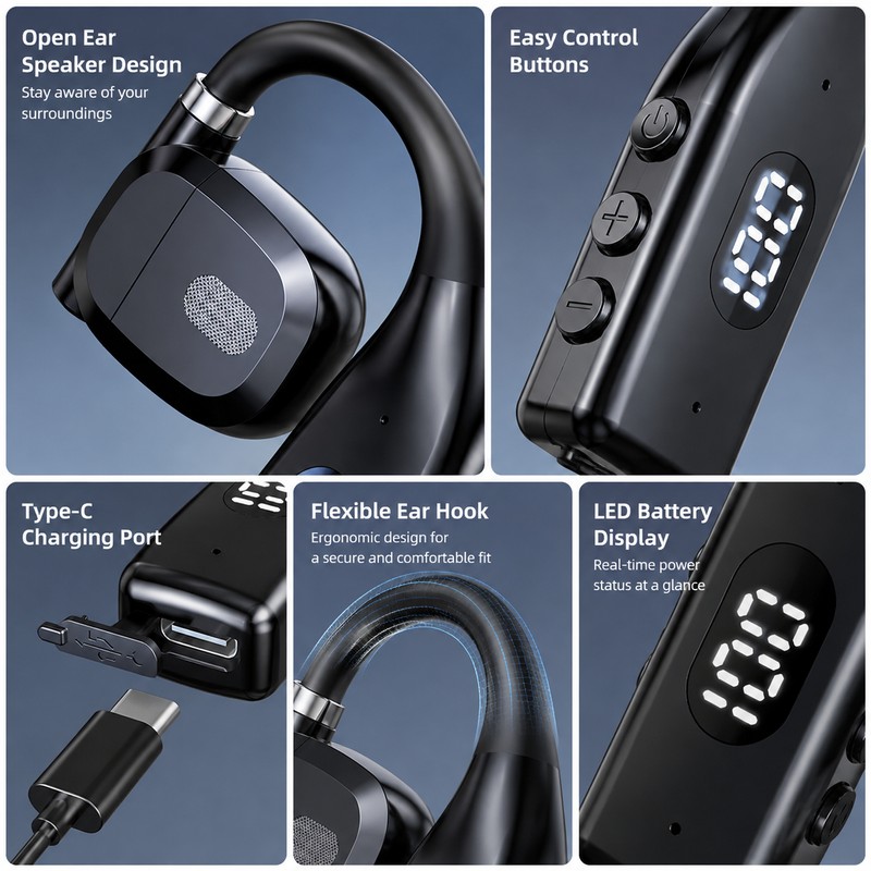 Wireless Bluetooth 5.4 Headset for Calls & Sports – Comfortable