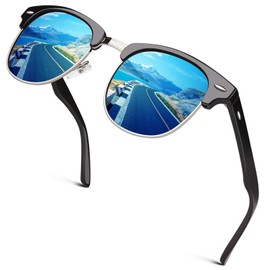 GQUEEN Classic Horn Rimmed Semi Rimless Polarized Sunglasses for Men Women GQO6