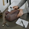 Polare Full Grain Leather Travel Toiletry Bag Dopp Kit Large