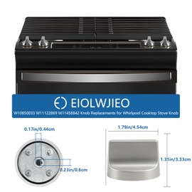 W11517331 W11117415 for Whirlpool Stove Replacement Knobs, Stove Top Knobs Fits Whirlpool Part Number W10850027 W11117415 W11458840, Stove Knobs for Whirlpool Range WEC310S0LS0 WEC310S0LS1, 4 Pack