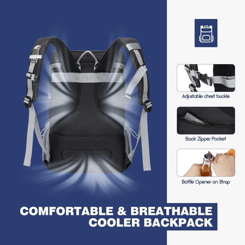 Maelstrom Cooler Backpack,35 Can Backpack Leakproof,Insulated Soft Bag,Beach Camping Cooler,Ice