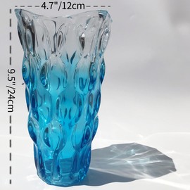 Eastern Rock Unbreakable Flower Glass Vase 3.5lb 9.5inch Sparkle vase Bohemian Style, for Centerpieces,Kitchen,Office, Living Room,Wedding,Perfect Home Decor Glass Vase (Gradient Sky Blue)