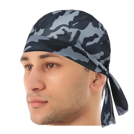 SATPULOT Pirate Scarf Hood Sunscreen Skull Head Cotton Hat, Outdoor Inner Cap, UV Protection, Sweat Absorbent, Quick Drying, Breathable, Bicycle, Bicycle, Bicycle, Outdoor Event, Unisex, Spring, Summer, Autumn, Winter, Deep Gray Camo Digital Figure