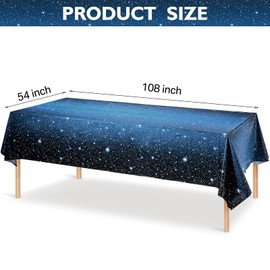 Space Tablecloth Starry Night Tablecloth Decorations Plastic Galaxy Table Cover Space Stars Theme Party Supplies for Birthday Home Decorations, 54 x 108 Inch (3 Pieces)