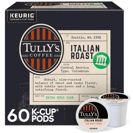 Tully's Coffee Italian Roast, Keurig Single-Serve K-Cup Pods, Dark Roast Coffee, 60 Count (6 Packs of 10)