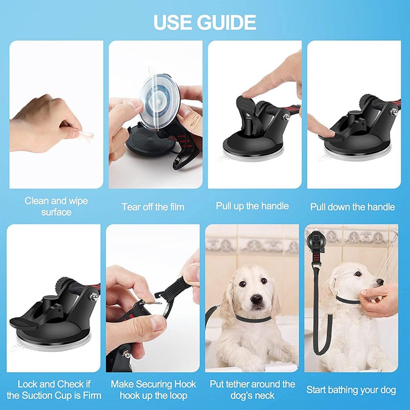 Dog Bathing Tether with Suction Cup Dog Bathing Tether with