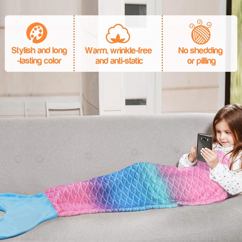 Catalonia Classy Mermaid Tail Blanket, Soft Warm Plush Fleece Sleeping