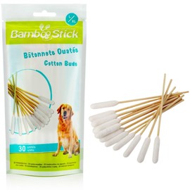 BambooStick Dog Cotton Swabs, Long Cotton Swabs, Pet Swabs, Large Cotton Swabs, Cleaning Swabs, Long Cotton Swabs (L/XL, 30 Pieces)