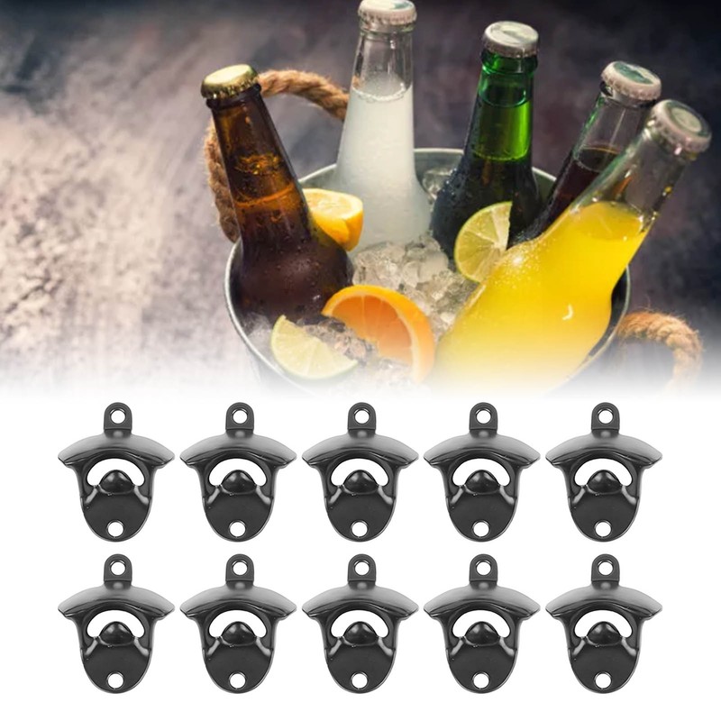 10Pcs Black Beer Bottle Opener Bar Beer Soda Bottle Cap