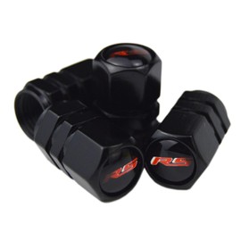 (Set of 4) RS Metal Auto Tire Valve Stem Cap Cover with Resin Emblem Trim for Chevy IMPALA COBALT Camaro RS