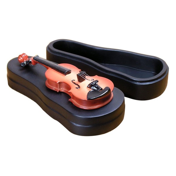 BANBERRY DESIGNS Violinist Music Instrument Replica Box Keepsake Ring - Orchestra Musician Gift Velvet Trimmed
