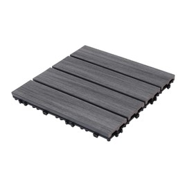 ZJMTOCYU Interlocking Wood-Plastic Composite Patio Deck Tiles, Quick Deck Flooring, Water Resistant for Indoor and Outdoor Use, Dark Gray, Pack of 22