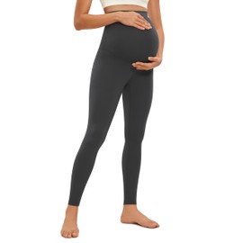 CRZ YOGA Womens Butterluxe Maternity Leggings Over The Belly 28" - Workout Activewear Yoga Pregnancy Pants Buttery Soft Mysterious Grey Medium