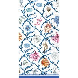 IHR Ideal Home Range Dinner Napkins Rosanne Beck Disposable 3-Ply Paper Hand Towels, 8.5" x 4.5", Blue Coastal, 16-Count