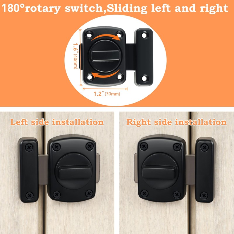 Alise Gate Latch,Slide Bolt Latches Lock,Safety Double Sided Gate Hardware,MS110U-B