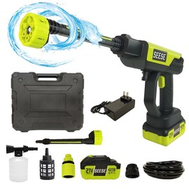 SEESE Cordless Pressure Washer and Single Port Charger Base, Bottle Portable Washer for Car,Home Cleaning & Garden Watering:_800PSl-Water Pressure