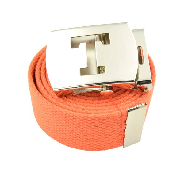 Capital Initial"T" Canvas Military Web"Orange" Belt & Silver Buckle 60