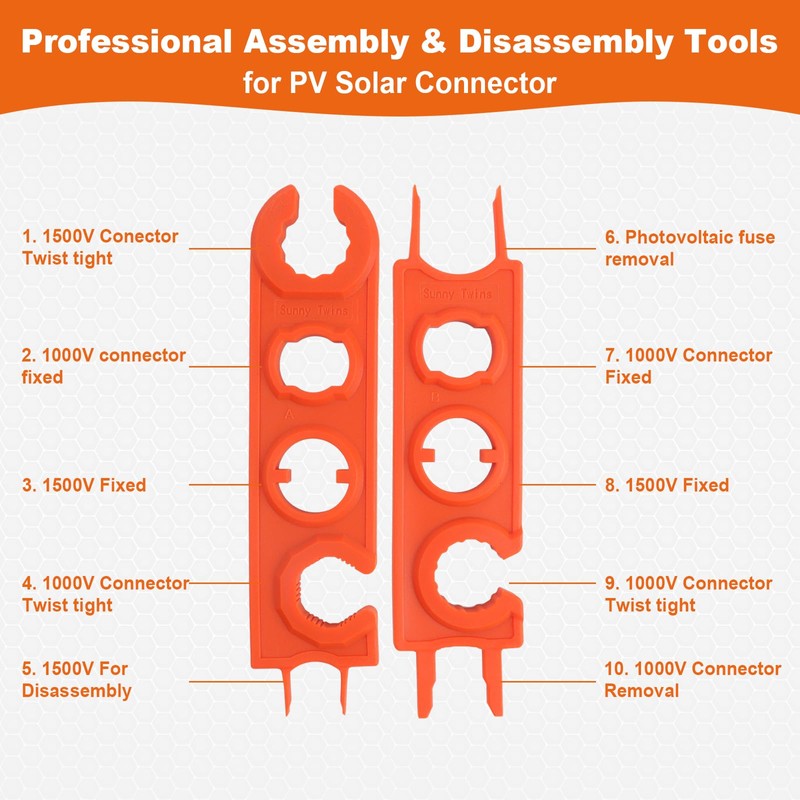 Upgrade 2 Piece Key Solar Wrench Tool, MC4 Solar Plug