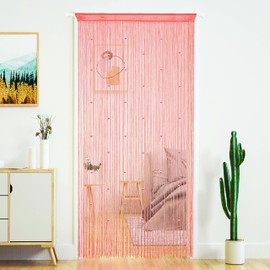 YaoYue Beaded Curtain Door String Curtains for Doorway Tassels Beads Hanging Fringe Hippie Room Divider Window Hallway Entrance Wall Closet Bedroom Privacy Decor (39×79in/100×200cm, Pink)