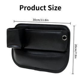 Car Seat Gap Filler, 2 PCS PU Leather Auto Console Side Storage Boxes With Cup Holder, Car Front Seat Gap Organizer, Multifunctional Dropping Blocker Bag Car Accessory for Phone Sunglasses Keys Cards