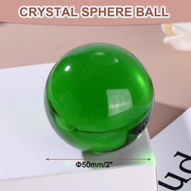 sourcing map 50mm/2" Crystal Sphere Ball Glass Solid Decorative Sphere Crystal Ball Prop Ornament for Feng Shui Divination Fortune Telling Tabletop Fountain Decoration, Green