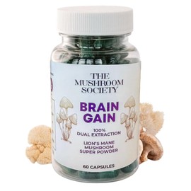 The Mushroom Society Lion’s Mane Extra Supplement - 1000 mg Lion’s Mane + 1000 mg Creatine – Mental & Physical Energy, Clarity & Performance - 60 Vegan Capsules