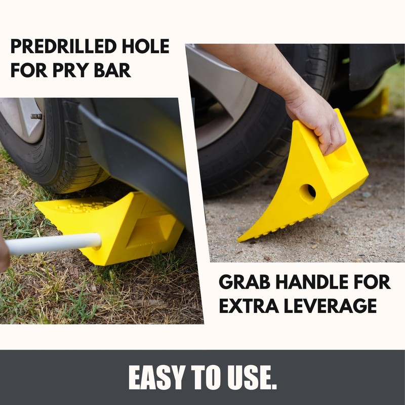 SECURITYMAN Heavy Duty Wheel Chocks (2 Pack) - Durable, Non-Slip,