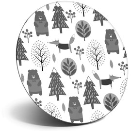 Destination Vinyl ltd Magnet for Refrigerator, Fridge BW - Cute Woodland Animal Forest Woods for Office, Cabinet and Whiteboard, Magnetic Stickers, 41180