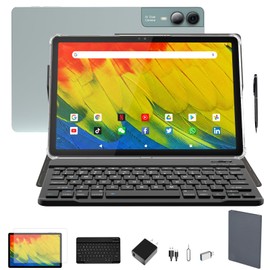 MSLSTM 2025 Latest 11 inch Tablet Android 14 Tablets 18GB RAM 128GB ROM+1TB TF Expand, 2K Display, T616 CPU,23 MP Camera, 5G WiFi,4 Speakers, Tablet with Keyboard,case, Pen