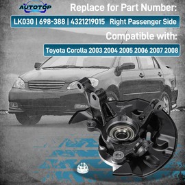 Front Steering Knuckle & Wheel Bearing Hub Assembly for Toyota Corolla 2003-2008 L4 1.8L, Right Passenger Side, Replace LK030 698-388 4321219015