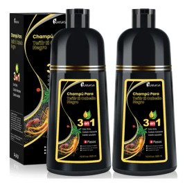 Kaisasa® Shampoo Con Tinte Cubre Canas Natural Jengibre 500ml-Negro