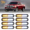 Red Blue Emergency Strobe Grille Lights 8pcs 12 LED Sync