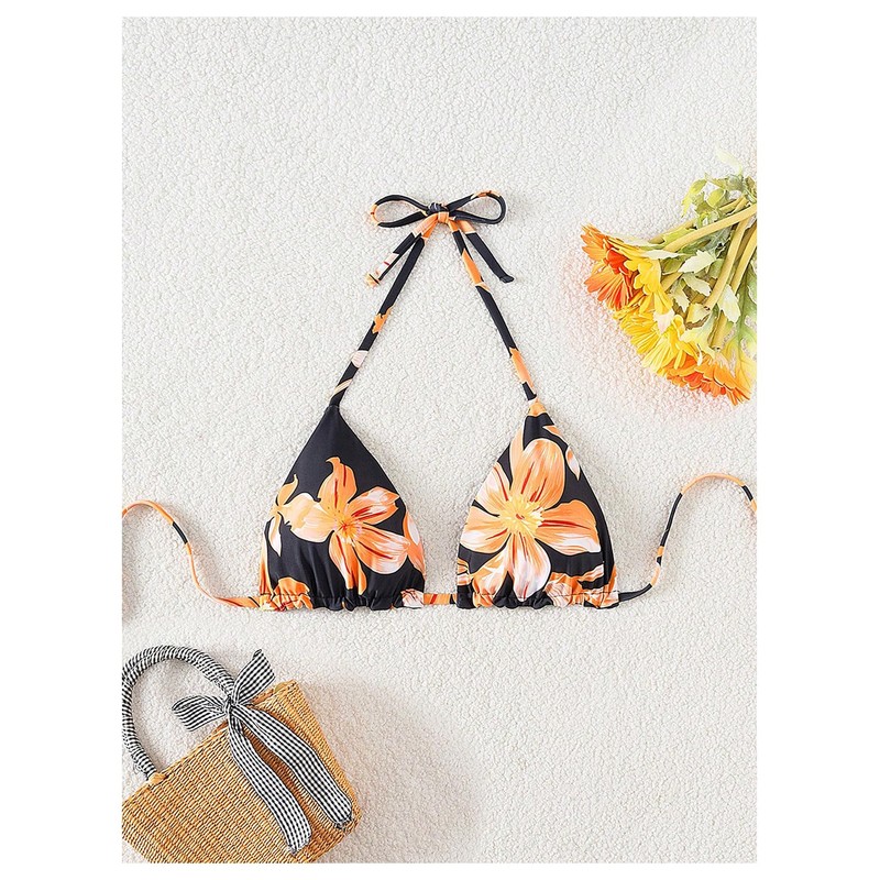Milumia - Parte superior de bikini reversible floral para mujer,