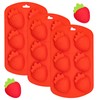 3 Pack 3D Strawberry Silicone Baking Mold Fruit Snack Molds