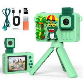 Kizeefun Kids Camera, Cartoon Dinosaurs New Building Block Kids Cameras Christmas Birthday Present for Boys Girls Age 3 4 5 6 7 8 9 10 11 12 Years Old, 32GB SD Card Included