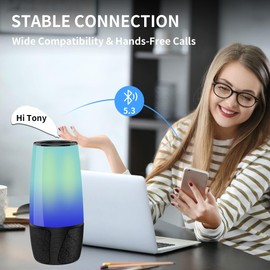 Bluetooth Speaker, 9 Color LED Lighting Themes Speaker, IPX6 Waterproof Portable Wireless Speaker, Bluetooth 5.3, Wireless Two Pairing, 360° Stereo Sound Effect for Family Gatherings (Colorful)