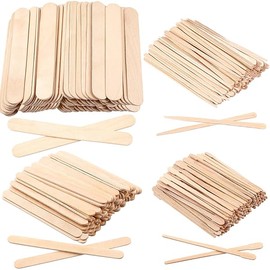 450PCS Wooden Wax Sticks, JANYUN Assorted Style Waxing Wooden Applicator Wax Spatulas Kit for Eyebrow Face for Hair Removal Body Legs Facial,Wood Craft Sticks Small Medium Large Size