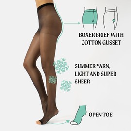 CALZITALY Toeless Pantyhose, Sheer Tights, Open Toe stockings with Cooling Effect (Medium, Black)