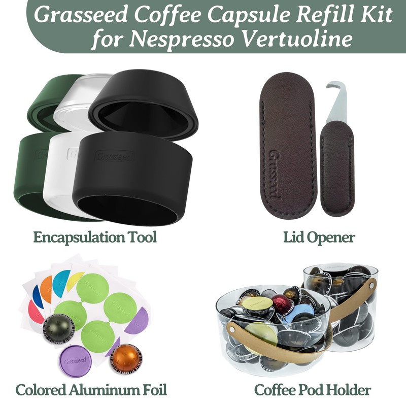 Grasseed Aluminum Foils Lids to Reuse Coffee Pods Compatible with