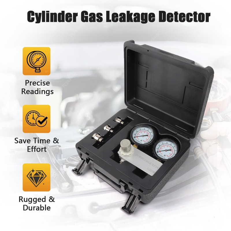 KUNGJUER Cylinder Leak Down Tester Kit, Cylinder Gas Leakage Detector