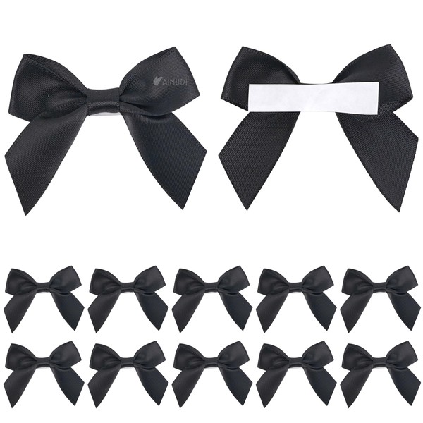 AIMUDI AIMUDI Black Satin Ribbon Bows 2" Self Adhesive Satin