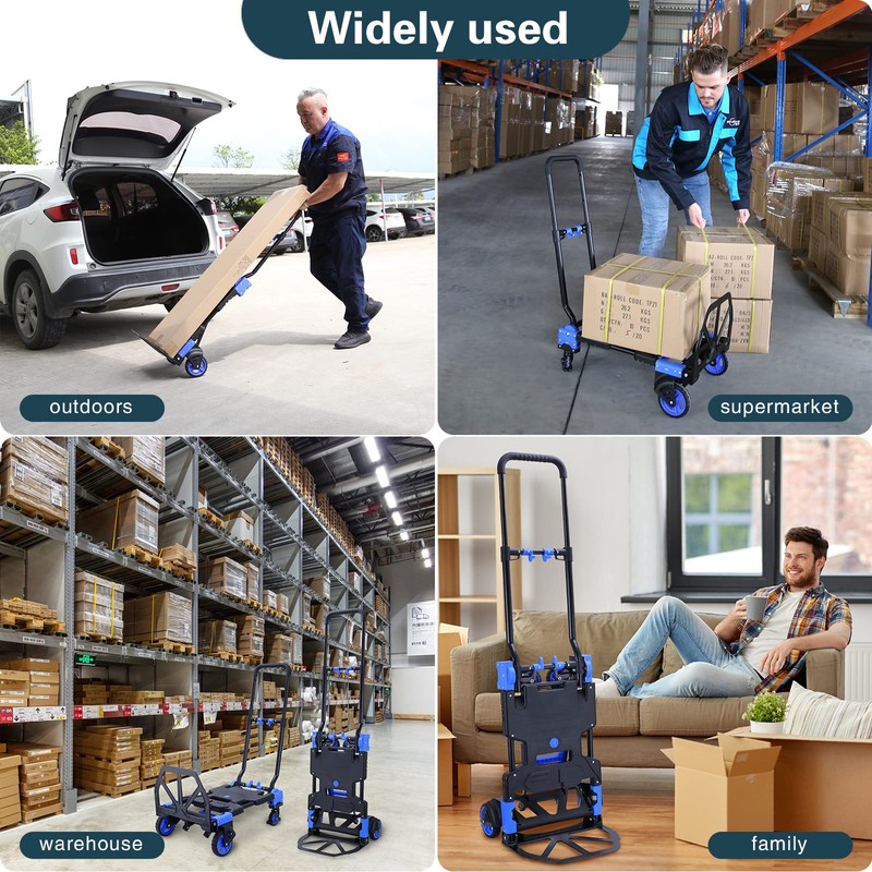 2-in-1 Hand Truck Dolly Foldable,330LB Capacity Hand Dolly,Folding Hand Cart