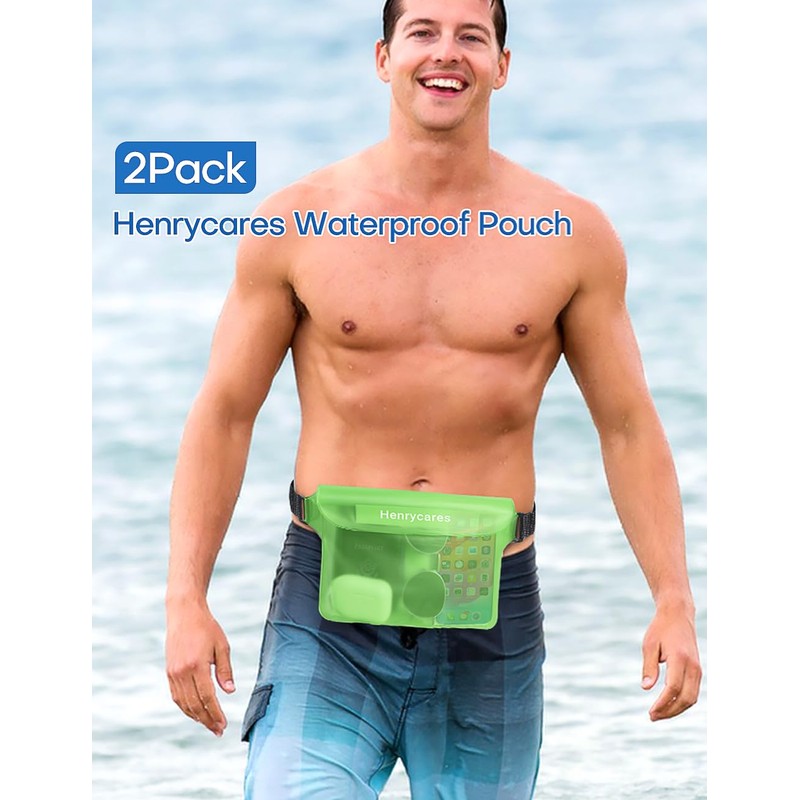 Henrycares Pack of 2 Waterproof Bag Bum Bag Swimming, IPX8