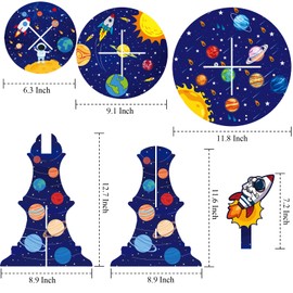 Space Cupcake Stand 3 Tiers Outer Space Birthday Decorations Riding Rockets Solar System Party Supplies for Kids Baby Shower
