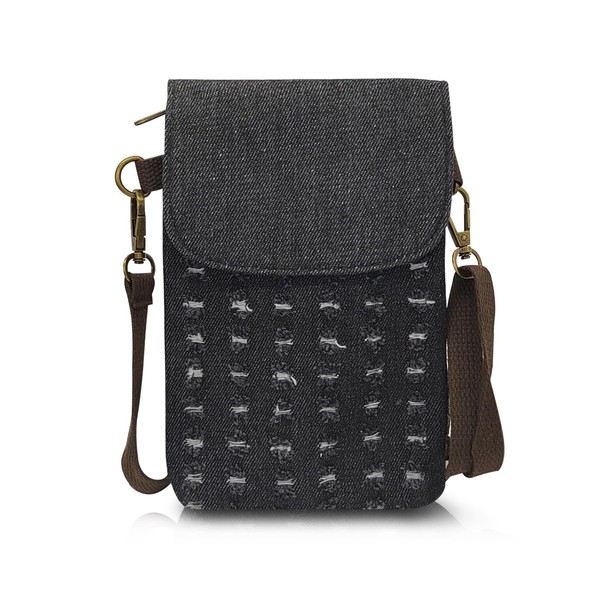 AfitLulu Canvas Cell Phone Purse Wallet, Crossbody Cellphone Purse Bag